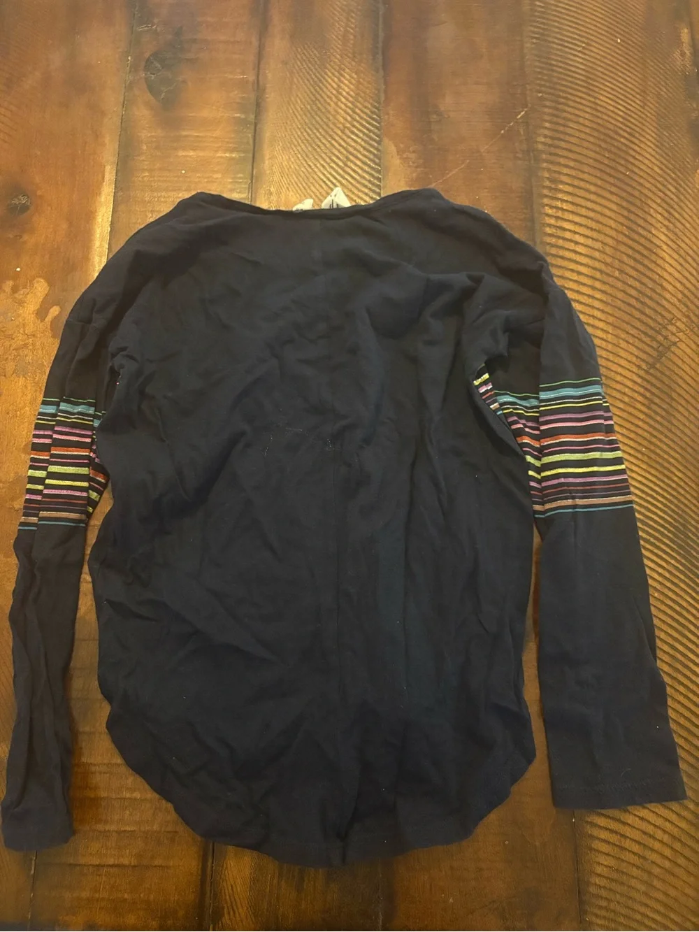 GAP Navy Long-Sleeve Tee with Rainbow Stripes